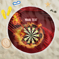 Personalised Darts New Zealand Beach Blanket Silver Fern Red Color