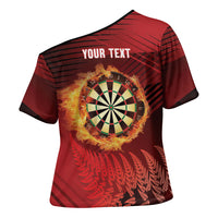 Personalised Darts New Zealand Cross Shoulder Shirt Silver Fern Red Color