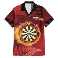 Personalised Darts New Zealand Family Matching Tank Maxi Dress and Hawaiian Shirt Silver Fern Red Color LT22 Dad's Shirt - Short Sleeve Red - Polynesian Pride