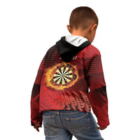 Personalised Darts New Zealand Kid Hoodie Silver Fern Red Color