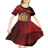 Personalised Darts New Zealand Kid Short Sleeve Dress Silver Fern Red Color