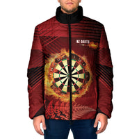 Personalised Darts New Zealand Padded Jacket Silver Fern Red Color
