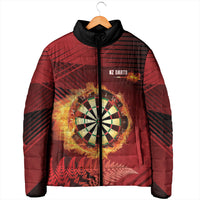 Personalised Darts New Zealand Padded Jacket Silver Fern Red Color