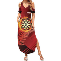 Personalised Darts New Zealand Summer Maxi Dress Silver Fern Red Color