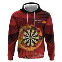 Personalised Darts New Zealand Zip Hoodie Silver Fern Red Color