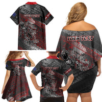 Personalised Cycling New Zealand Family Matching Off Shoulder Short Dress and Hawaiian Shirt Aotearoa Pride Sportswear LT22 - Polynesian Pride