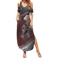 Personalised Cycling New Zealand Family Matching Summer Maxi Dress and Hawaiian Shirt Aotearoa Pride Sportswear LT22 Mom's Dress Red - Polynesian Pride