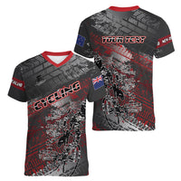 Personalised Cycling New Zealand Women V-Neck T-Shirt Aotearoa Pride Sportswear LT22 - Polynesian Pride