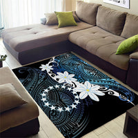 Cook Islands Maori Language Week Area Rug Tiare Maori Kuki Airani Blue Pattern