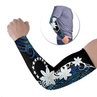 Cook Islands Maori Language Week Arm Sleeves Tiare Maori Kuki Airani Blue Pattern