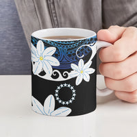 Cook Islands Maori Language Week Ceramic Mug Tiare Maori Kuki Airani Blue Pattern