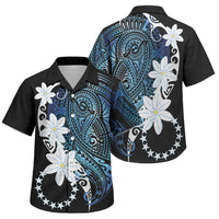 Cook Islands Maori Language Week Family Matching Off Shoulder Maxi Dress and Hawaiian Shirt Tiare Maori Kuki Airani Blue Pattern