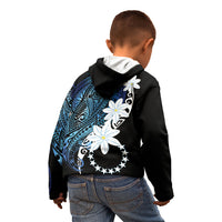 Cook Islands Maori Language Week Kid Hoodie Tiare Maori Kuki Airani Blue Pattern