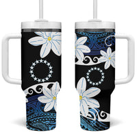 Cook Islands Maori Language Week Tumbler With Handle Tiare Maori Kuki Airani Blue Pattern