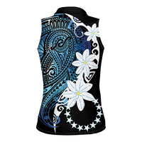 Cook Islands Maori Language Week Women Sleeveless Polo Shirt Tiare Maori Kuki Airani Blue Pattern