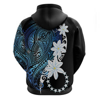 Cook Islands Maori Language Week Zip Hoodie Tiare Maori Kuki Airani Blue Pattern