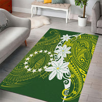 Cook Islands Maori Language Week Area Rug Tiare Maori Kuki Airani Green Pattern