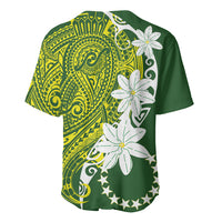 Cook Islands Maori Language Week Baseball Jersey Tiare Maori Kuki Airani Green Pattern