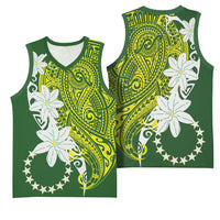 Cook Islands Maori Language Week Basketball Jersey Tiare Maori Kuki Airani Green Pattern
