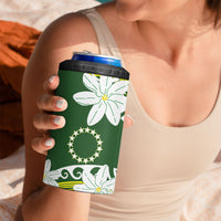 Cook Islands Maori Language Week 4 in 1 Can Cooler Tumbler Tiare Maori Kuki Airani Green Pattern