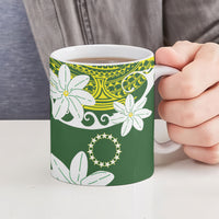 Cook Islands Maori Language Week Ceramic Mug Tiare Maori Kuki Airani Green Pattern