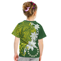 Cook Islands Maori Language Week Kid T Shirt Tiare Maori Kuki Airani Green Pattern