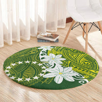 Cook Islands Maori Language Week Round Carpet Tiare Maori Kuki Airani Green Pattern