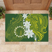 Cook Islands Maori Language Week Rubber Doormat Tiare Maori Kuki Airani Green Pattern