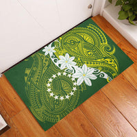 Cook Islands Maori Language Week Rubber Doormat Tiare Maori Kuki Airani Green Pattern