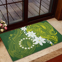 Cook Islands Maori Language Week Rubber Doormat Tiare Maori Kuki Airani Green Pattern