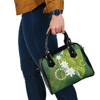 Cook Islands Maori Language Week Shoulder Handbag Tiare Maori Kuki Airani Green Pattern