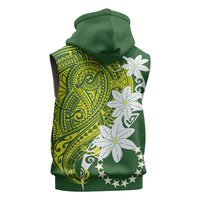 Cook Islands Maori Language Week Sleeveless Zip Hoodie Tiare Maori Kuki Airani Green Pattern