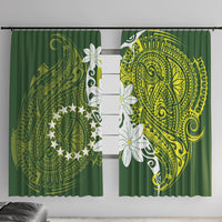 Cook Islands Maori Language Week Window Curtain Tiare Maori Kuki Airani Green Pattern