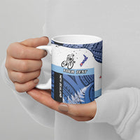 Personalised Cycling New Zealand Ceramic Mug Aotearoa Map Fern Maori Pattern