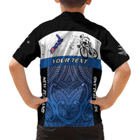 Personalised Cycling New Zealand Family Matching Summer Maxi Dress and Hawaiian Shirt Aotearoa Map Fern Maori Pattern LT22 - Polynesian Pride