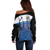 Personalised Cycling New Zealand Off Shoulder Sweater Aotearoa Map Fern Maori Pattern