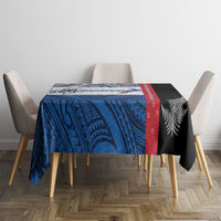 Personalised Cycling New Zealand Tablecloth Aotearoa Map Fern Maori Pattern