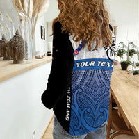 Personalised Cycling New Zealand Women Casual Shirt Aotearoa Map Fern Maori Pattern