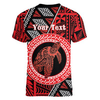 Personalised Tonga Language Week Women V-Neck T-Shirt Heilala Turtle Malo E Lelei