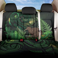 Kiwi New Zealand Personalised Back Car Seat Cover Aotearoa Map Silver Fern Koru Pattern