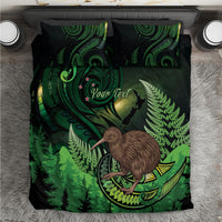 Kiwi New Zealand Personalised Bedding Set Aotearoa Map Silver Fern Koru Pattern