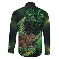Kiwi New Zealand Personalised Family Matching Long Sleeve Bodycon Dress and Hawaiian Shirt Aotearoa Map Silver Fern Koru Pattern LT22 - Polynesian Pride