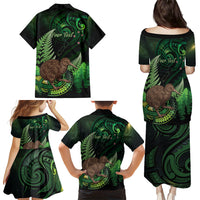 Kiwi New Zealand Personalised Family Matching Puletasi and Hawaiian Shirt Aotearoa Map Silver Fern Koru Pattern LT22 - Polynesian Pride