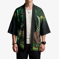 Kiwi New Zealand Personalised Kimono Aotearoa Map Silver Fern Koru Pattern