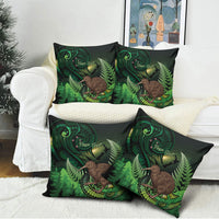 Kiwi New Zealand Personalised Pillow Cover Aotearoa Map Silver Fern Koru Pattern