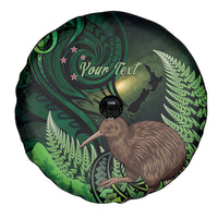 Kiwi New Zealand Personalised Spare Tire Cover Aotearoa Map Silver Fern Koru Pattern