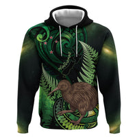 Kiwi New Zealand Personalised Zip Hoodie Aotearoa Map Silver Fern Koru Pattern