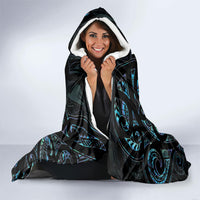 New Zealand Huia Bird Hooded Blanket Paua Shell Maori Pattern