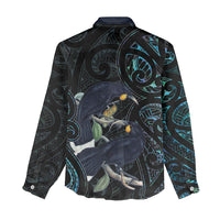 New Zealand Huia Bird Women Casual Shirt Paua Shell Maori Pattern