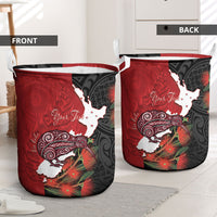 Kiwi New Zealand Personalised Laundry Basket NZ Map Pohutukawa Fern Maori Pattern